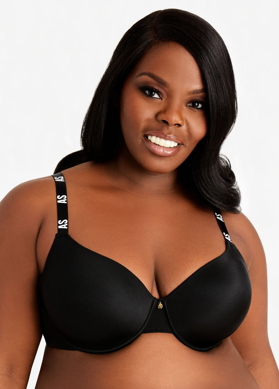 Plus Size Microfiber T Shirt Underwire Comfy Push Up Logo Tape Bra