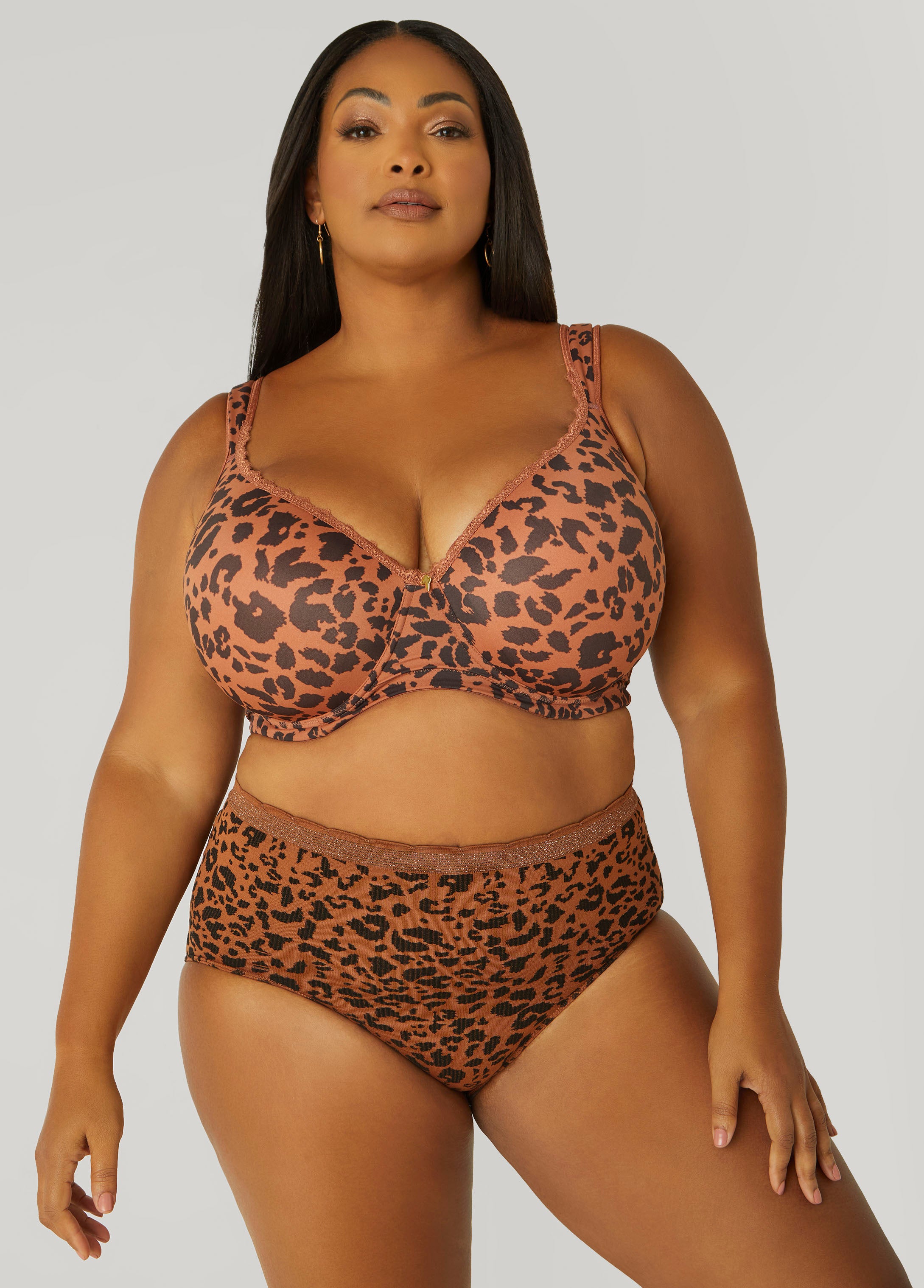 Plus Size Seamless Leopard Briefs