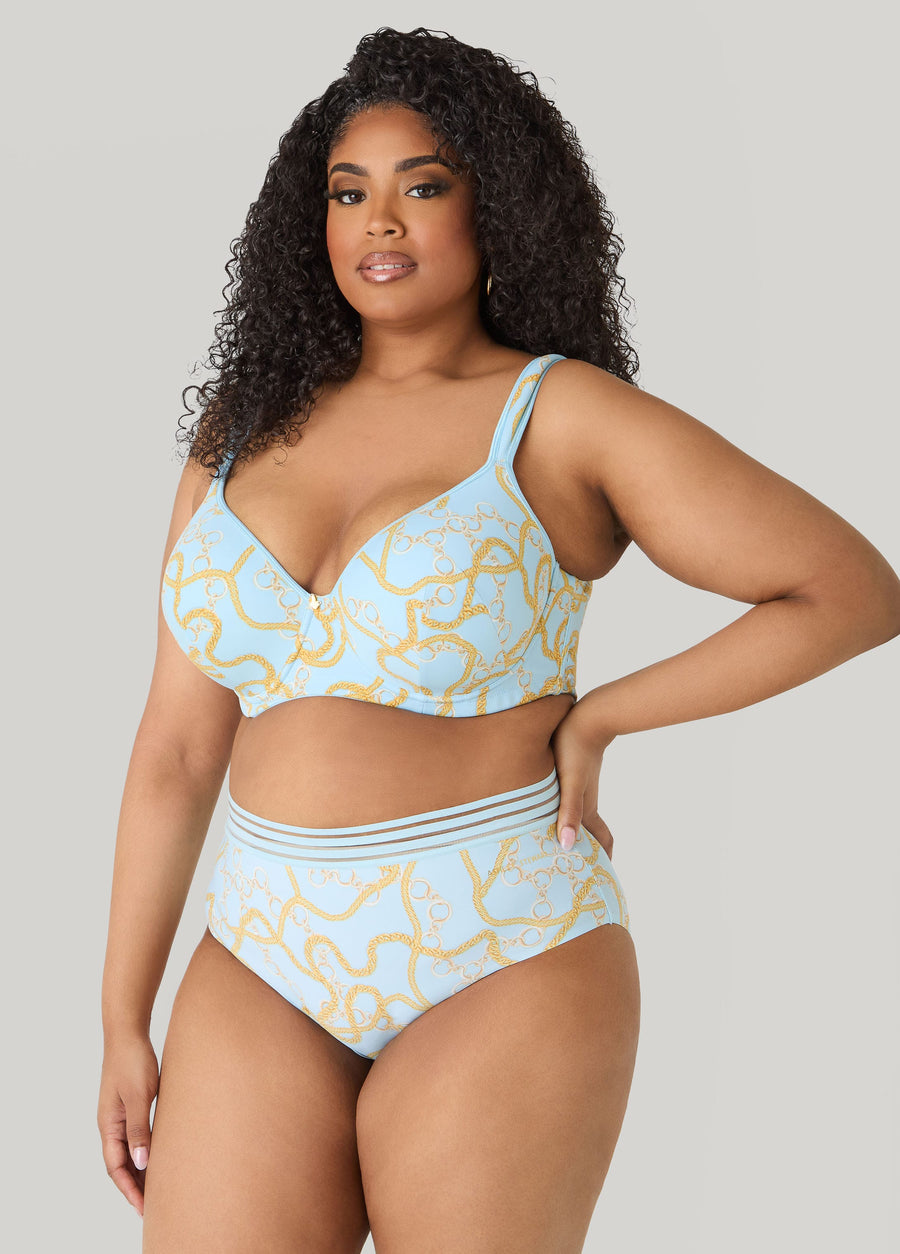 Chain Print Sheer Waist Briefs