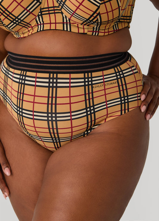 Plaid Sheer Waist Briefs