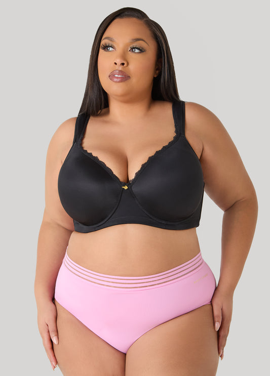 Plus Size Sheer Striped Waist Briefs Plus Size Full Coverage Panties