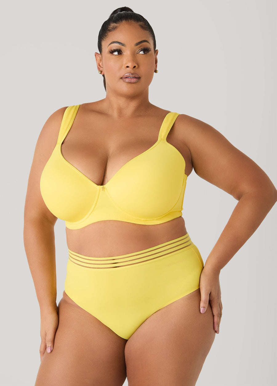 Plus Size Sheer Striped Waist Briefs Plus Size Full Coverage Panties