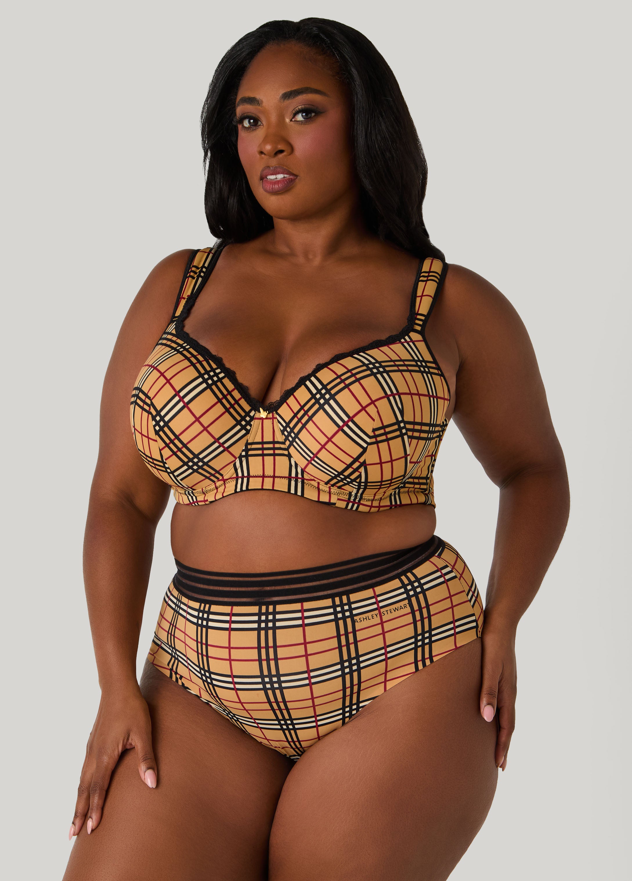 Plus Size Plaid Full Coverage Butterfly Bra