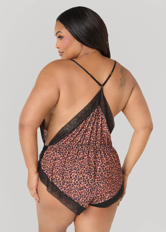 Leopard Print Lingerie Romper