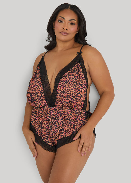 Leopard Print Lingerie Romper
