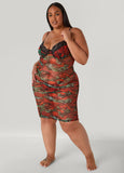 Ruched Rose Mesh Chemise Set