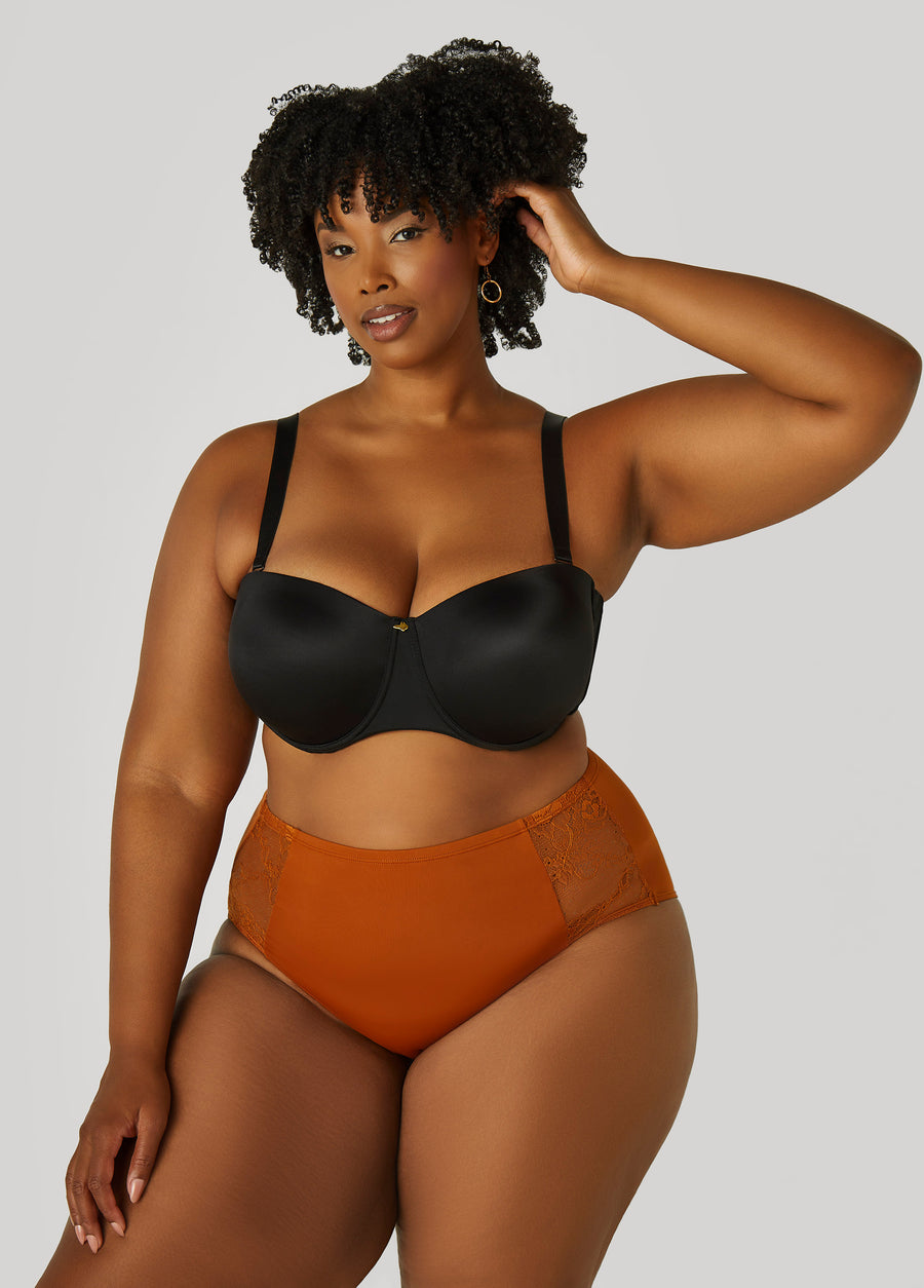 Plus Size Lace Paneled Microfiber Briefs