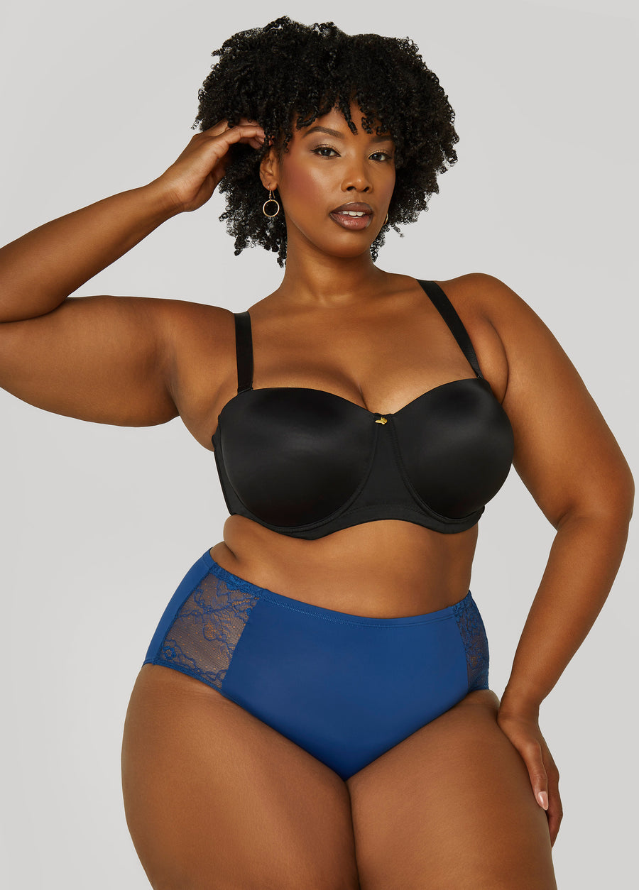 Plus Size Lace Paneled Microfiber Briefs