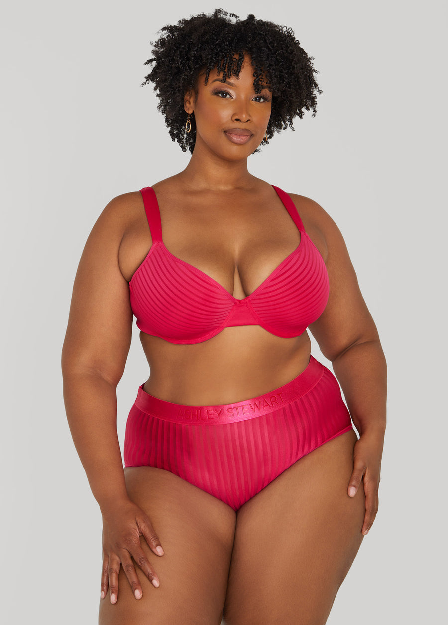 Plus Size Striped Microfiber Panties