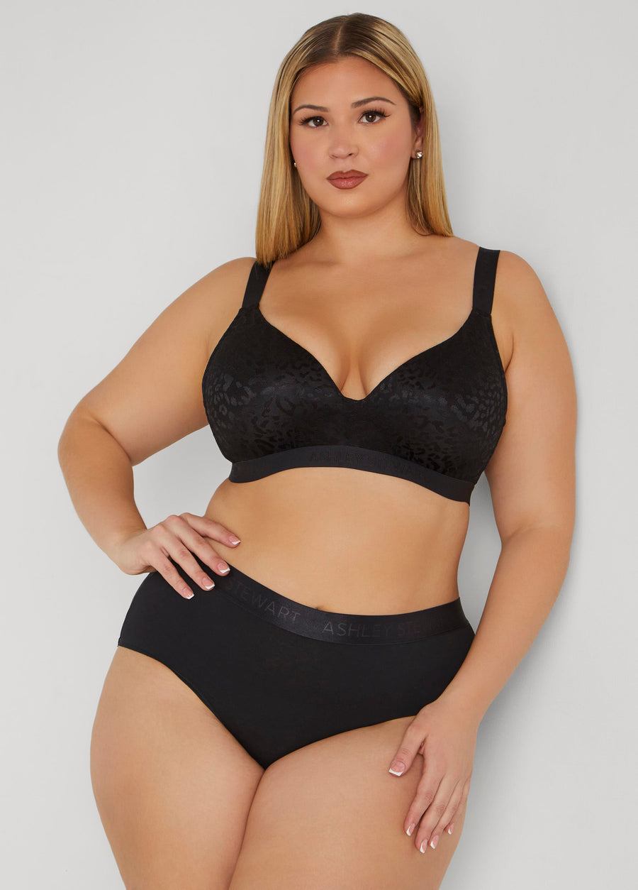 Plus Size Leopard Wireless Bra