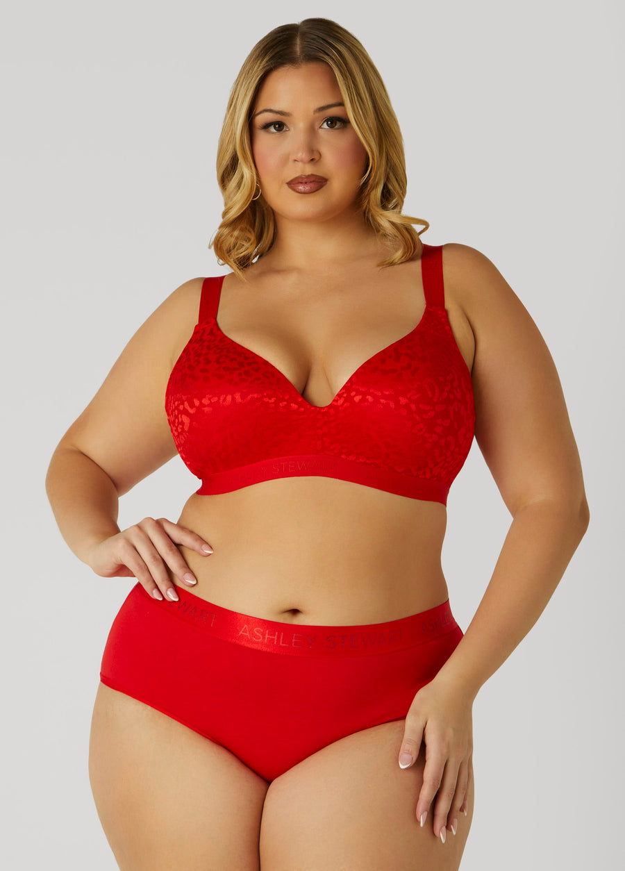 Plus Size Leopard Jacquard Wireless Bra