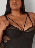 Caged Lace And Mesh Bodysuit