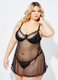 Plus Size Sexy Lingerie Lace Mesh Babydoll Panty Set