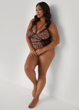 Leopard Panel Crotchless Bodysuit