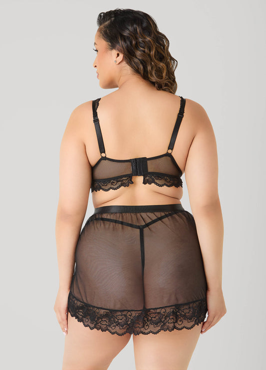 Mesh Bra And Skirt 3 Pc Set