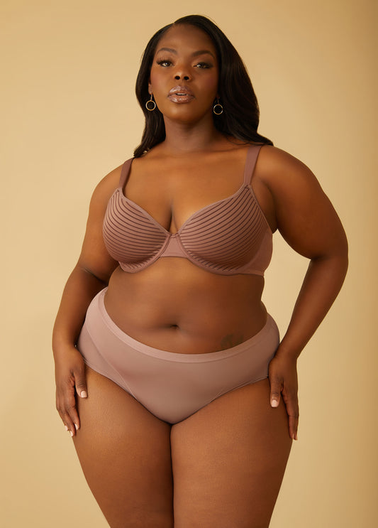 Mesh Paneled High Cut Briefs