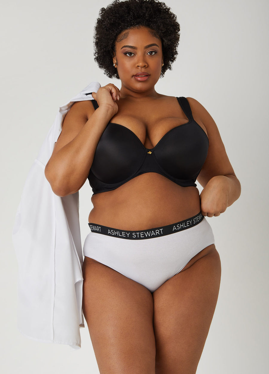 Plus Size Ribbed Hipster Panty Plus Size Full Coverage Plus Size Brief