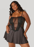 Floral Lace And Satin Babydoll Set