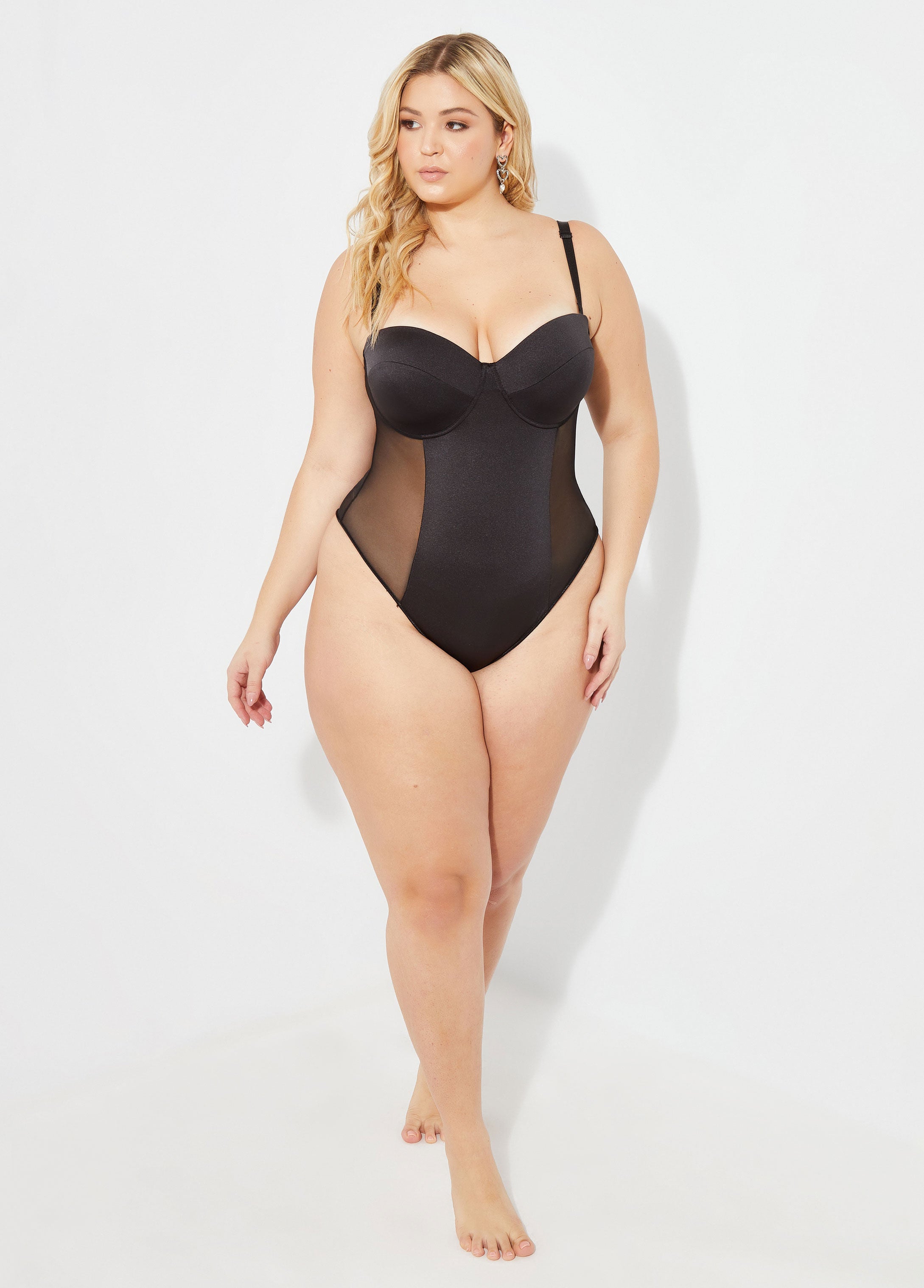 Plus Size Sexy Lingerie Mesh Convertible Lingerie Bodysuit