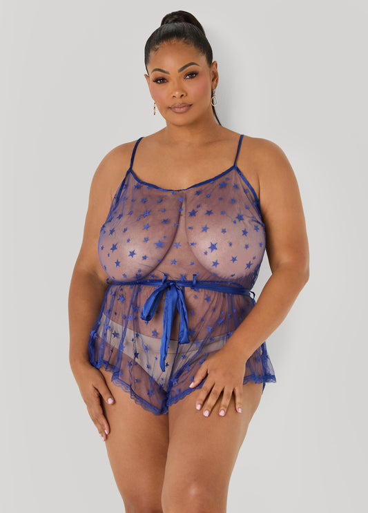 Star Mesh Lingerie Romper