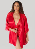 Lace Paneled Satin Robe