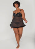 Faux Fur And Sequin Babydoll Set