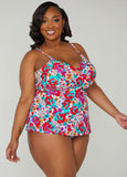 Plus Size swimsuit designer Raisins Curve plus size aries tankini top