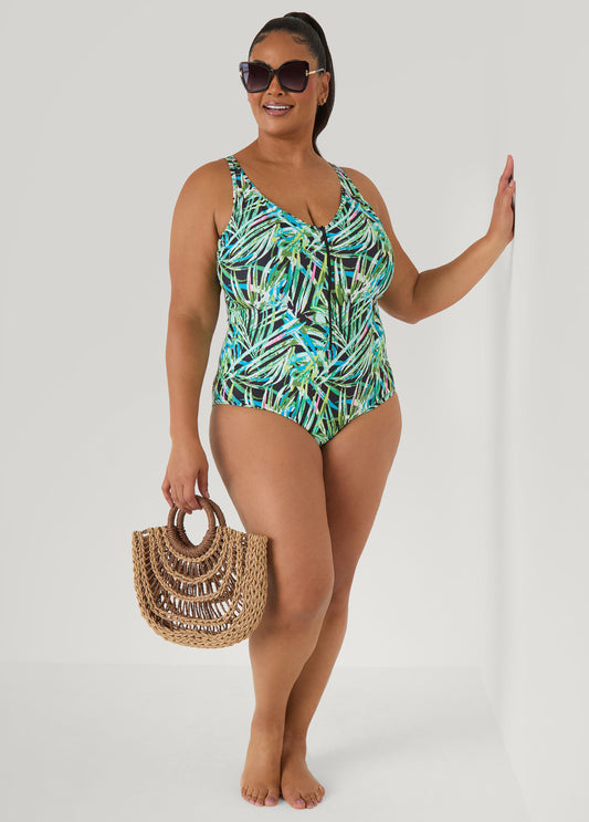 Tropical Zip Front Swimsuit