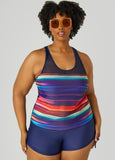 Plus Size Noon Swim Striped Tankini Set