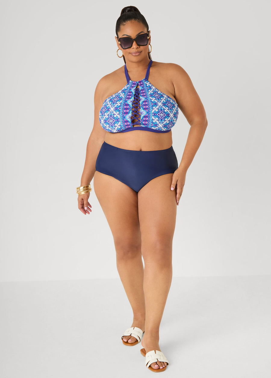 Printed Halter Bikini Top