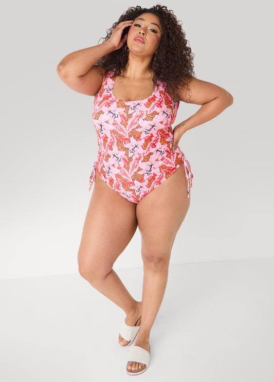 Floral Drawstring Swimsuit