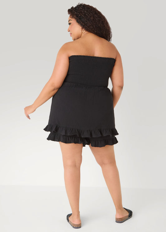 Strapless Smocked Ruffled Romper