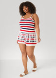 Striped Fringe Crochet Coverup Set