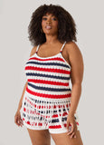 Striped Fringe Crochet Coverup Set