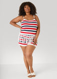 Striped Fringe Crochet Coverup Set