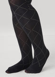 Plus Size Glittered Checked Opaque Tights
