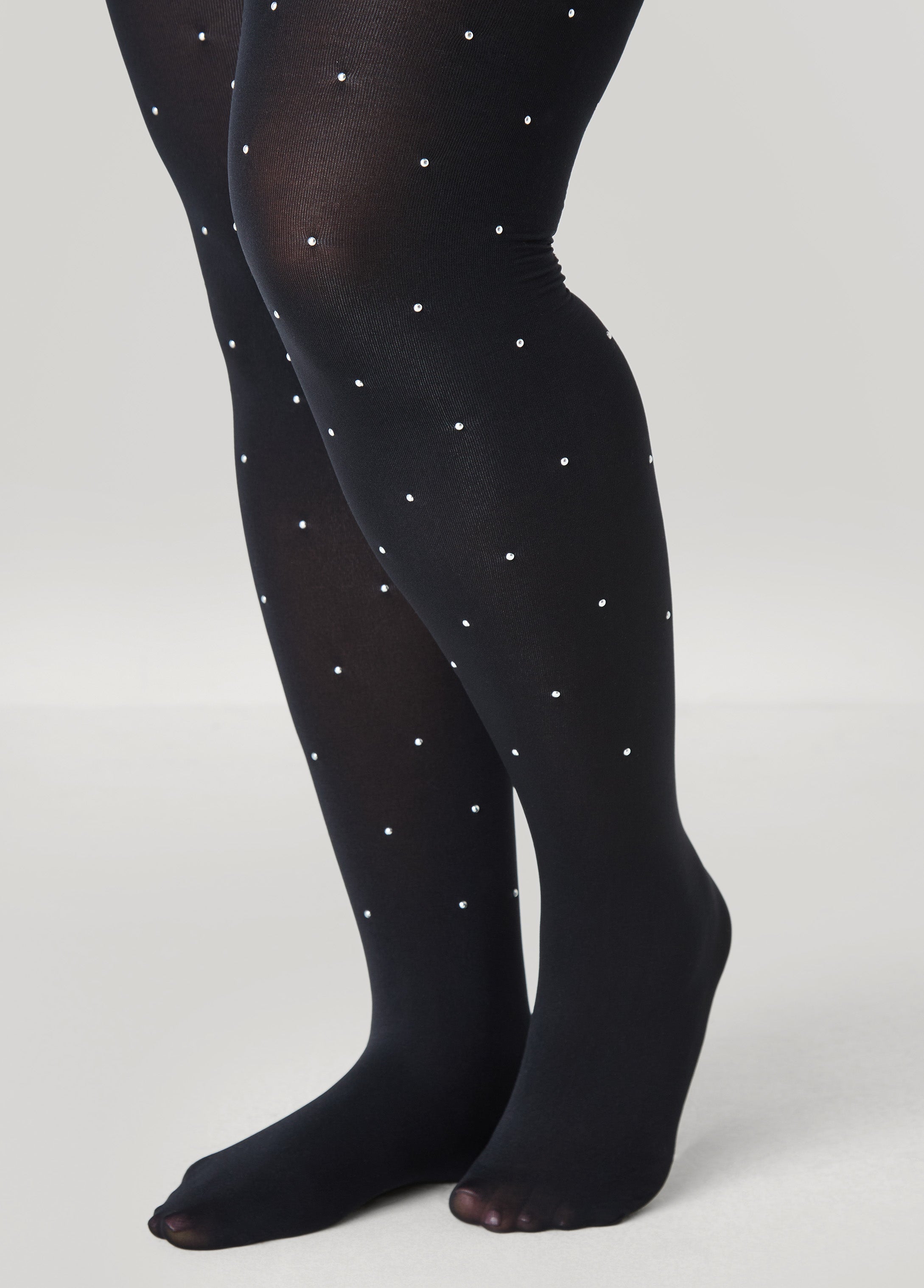 Plus Size Studded Opaque Footed Tights