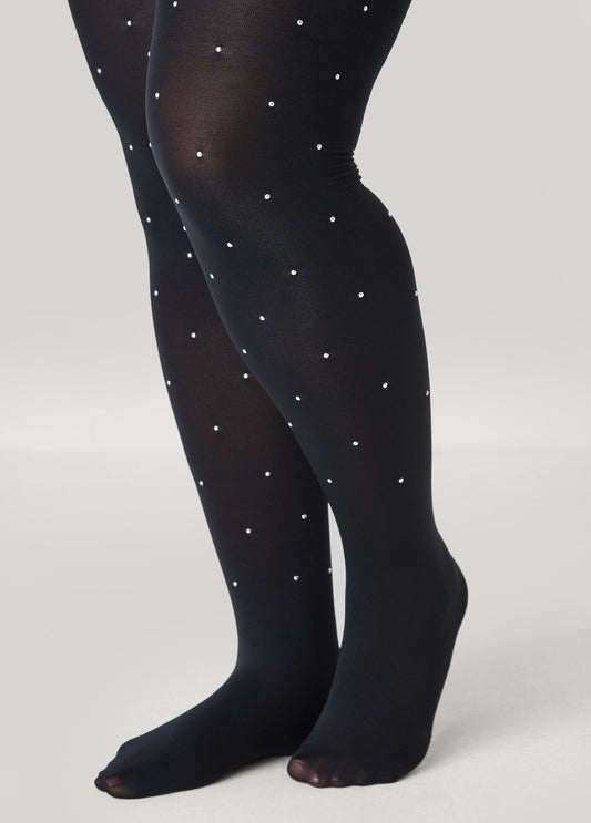 Plus Size Studded Opaque Footed Tights