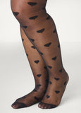 Plus Size Hearts Footed Tights