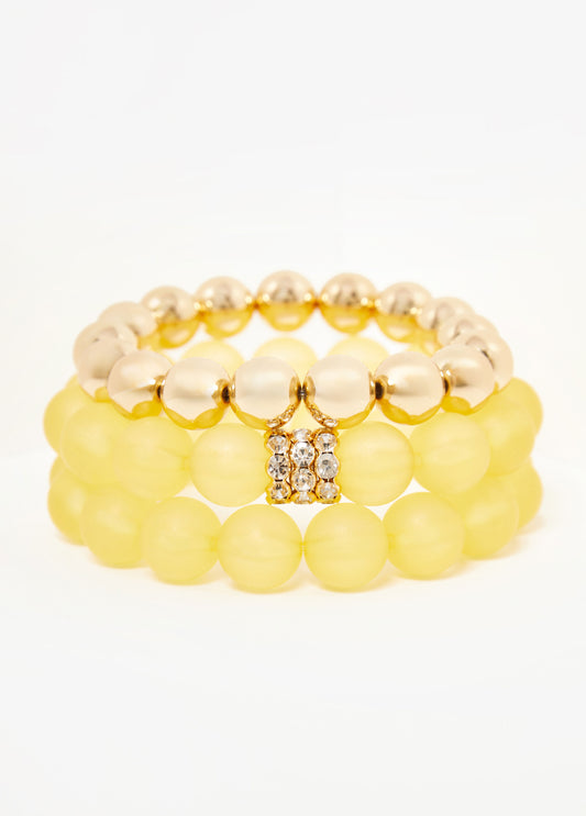 Crystal & Frosted Bead Bracelet Set