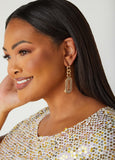 Pave Gold Tone Chain Earrings