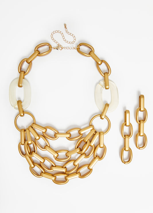 Layered Chain Link Necklace Set