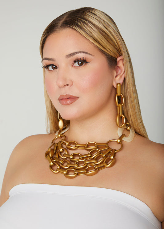 Layered Chain Link Necklace Set