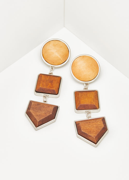 Two Tone Wood Earrings