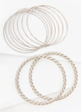 Set Of 10 Silver Tone Bangles
