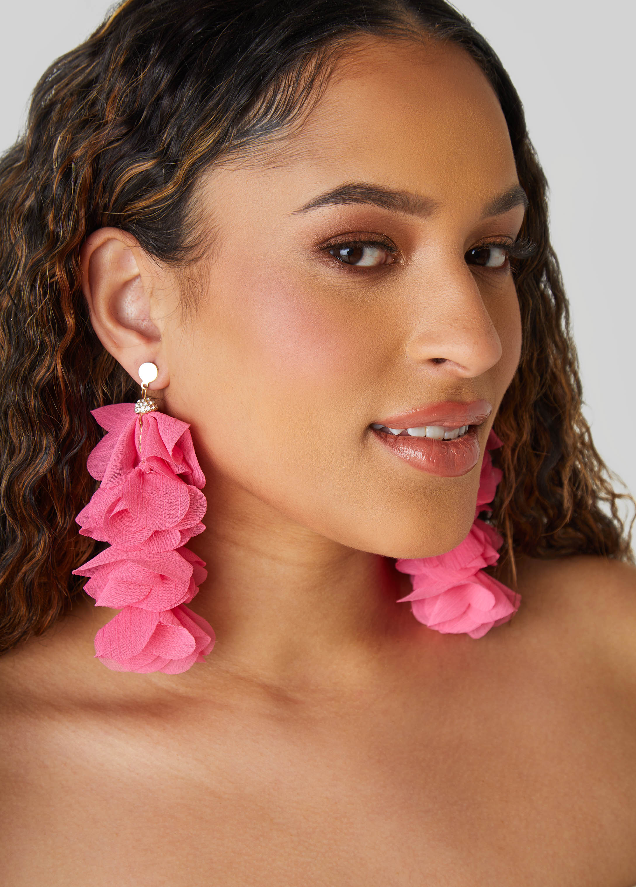 Crystal & Chiffon Petal Earrings