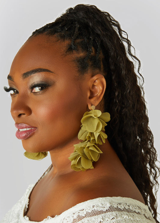Chiffon Petal & Crystal Earrings