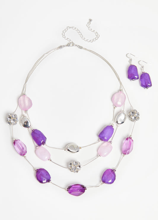 Bead And Crystal Necklace Set