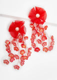 Floral Earrings Pearl Flower Earrings Beaded Dangle Earrings