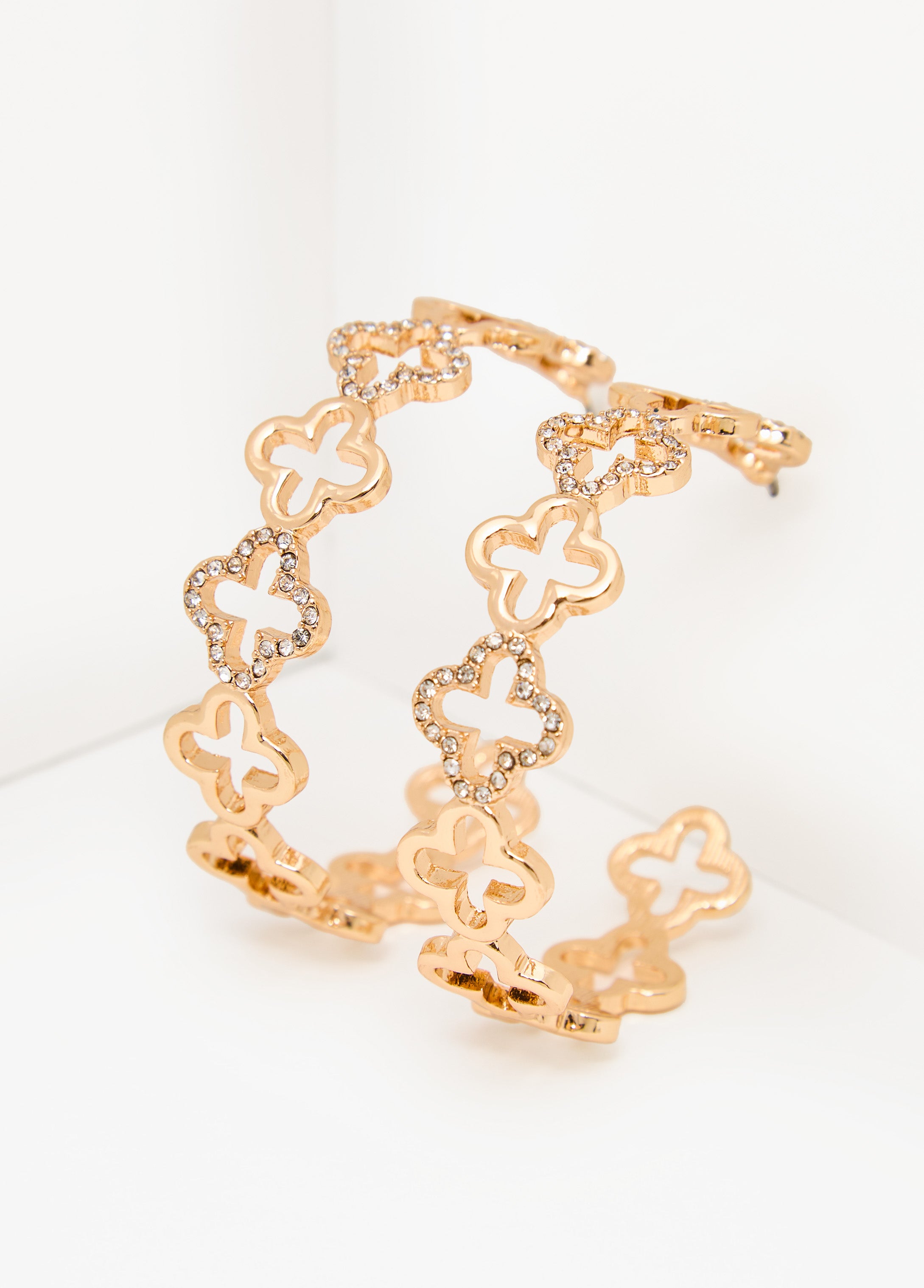 Clover Gold Tone Hoop Earrings
